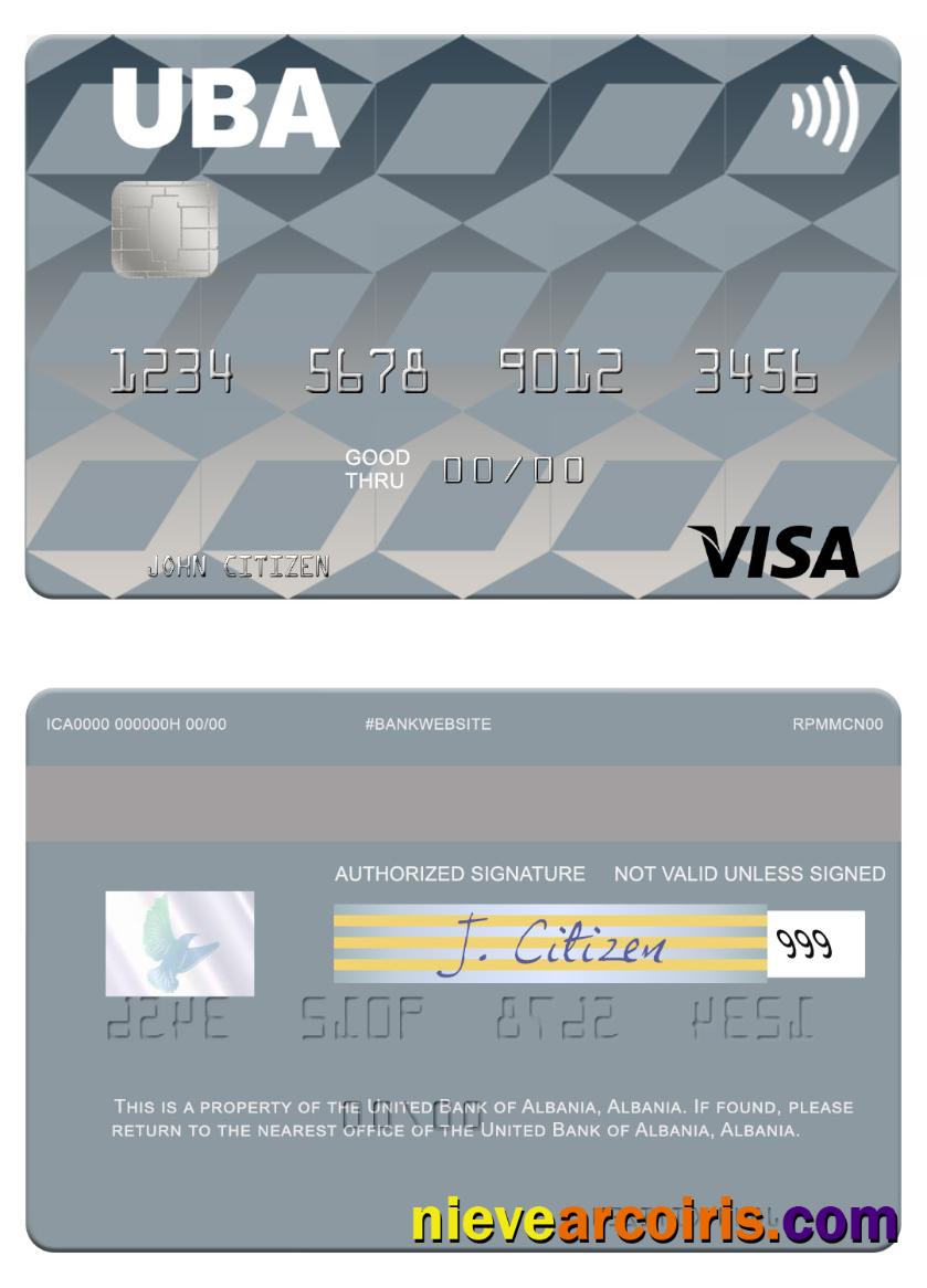 Albania United Bank of Albania visa card